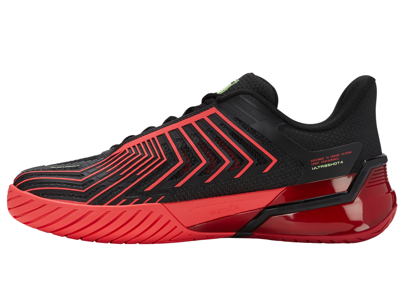 Zapatillas K-Swiss Ultrashot 4 para hombre | Negro/Lava neón/Pimiento picante