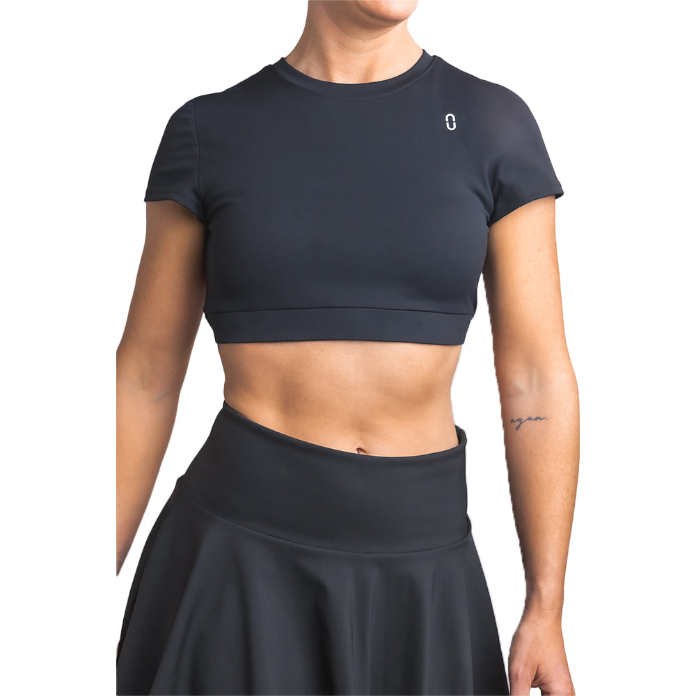 Urban Court - Black Open-back Performance Crop Top