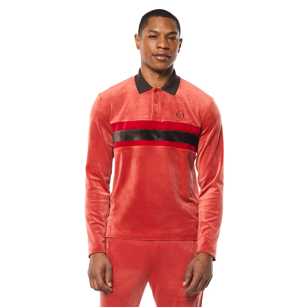 Sergio Tacchini Banda Velour Polo - Hot Sauce