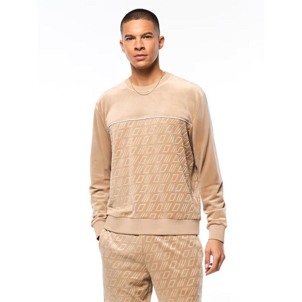 Sergio Tacchini Bandiera Debossed Velour Crewneck | Humus