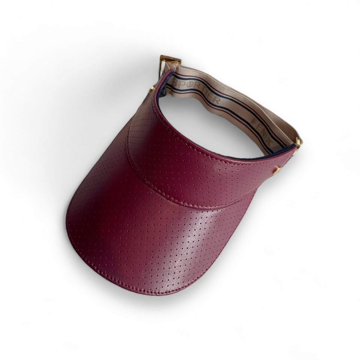 Fenix Sportier The Leather Visor - Crimson, Varsity Striped Elastic & Gold