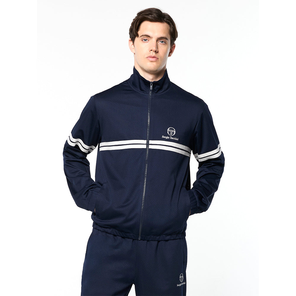 Sergio Tacchini Arturo Mesh Track Jacket - Maritime Blue/ Quiet Gray