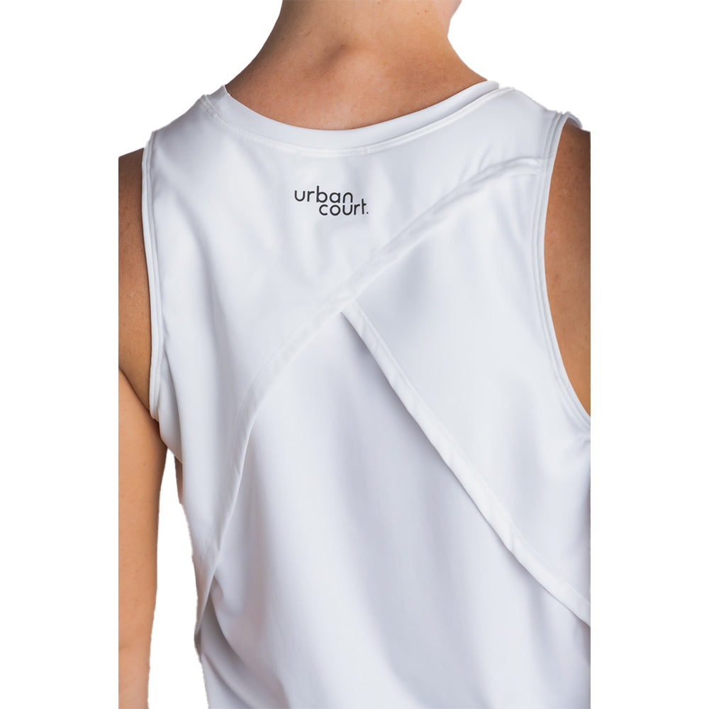 Urban Court - White Cross-back Performance Tank