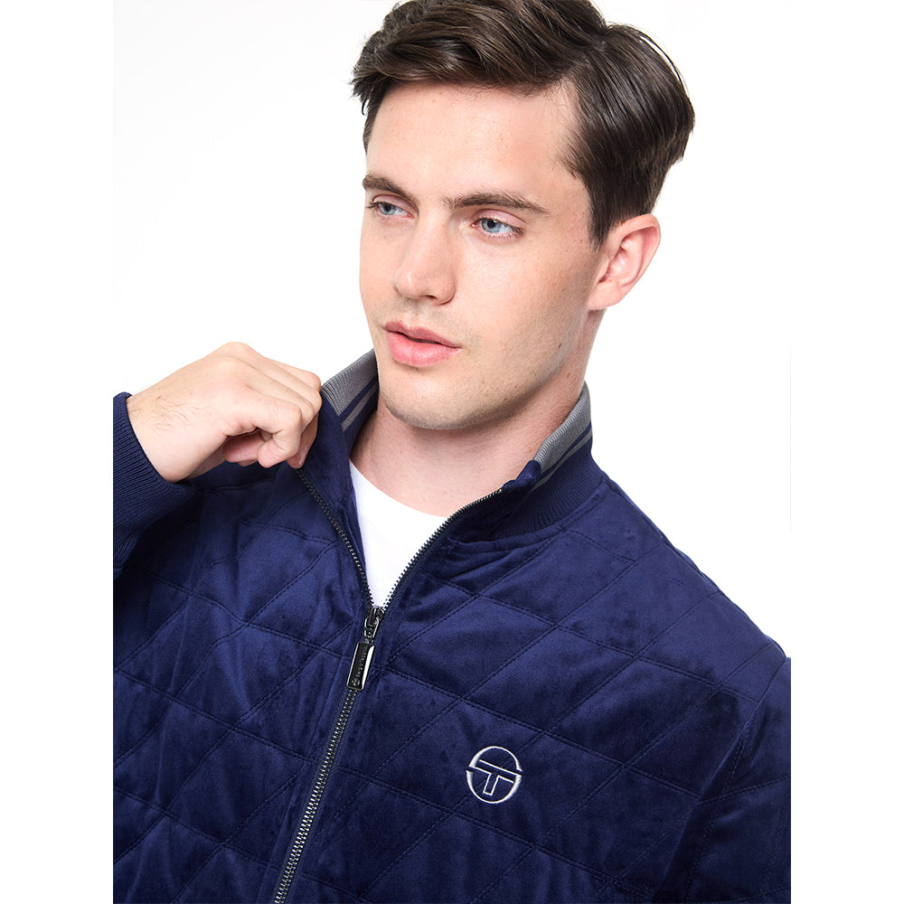 Sergio Tacchini Redi Quilted Velour Bomber Jacket - Maritime Blue
