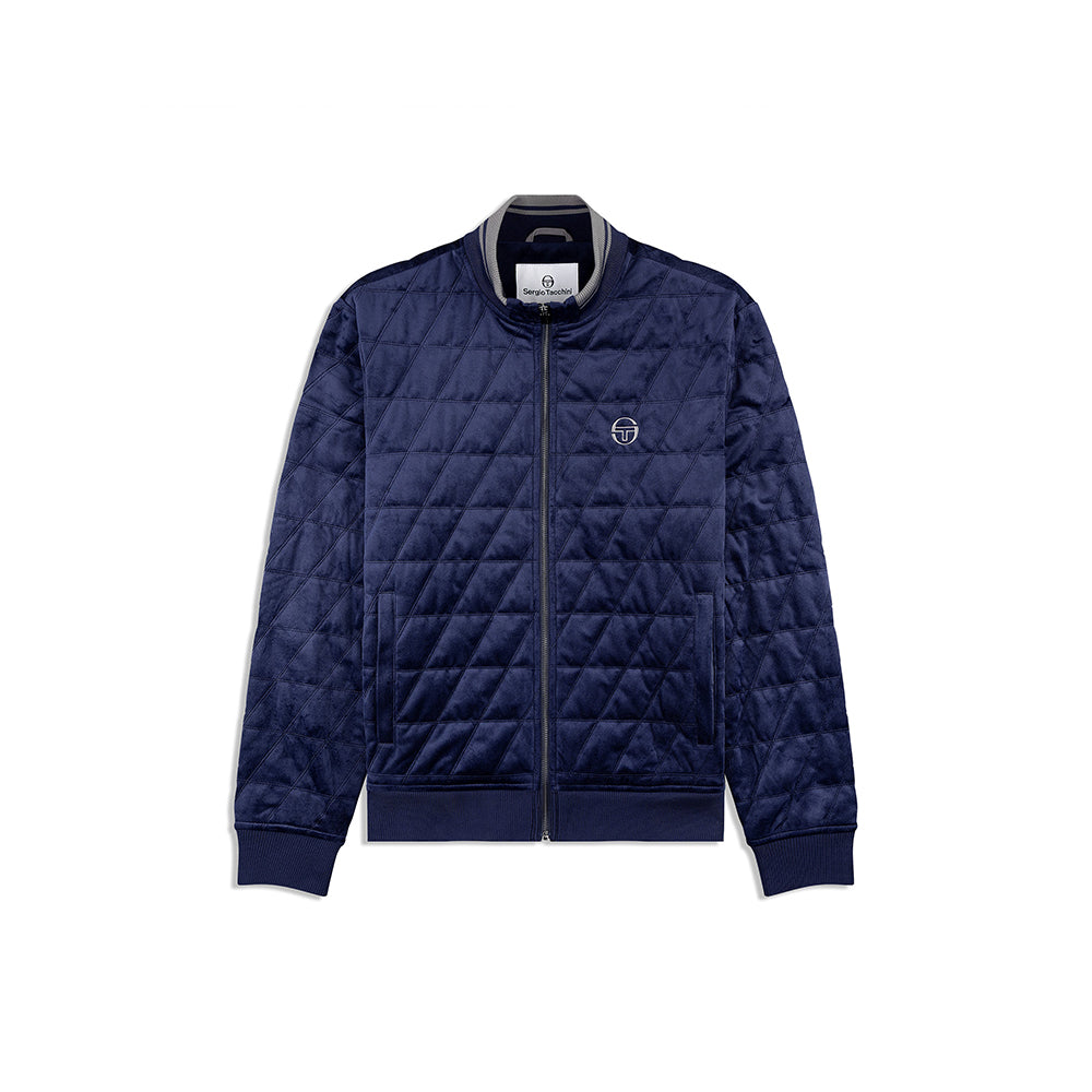 Sergio Tacchini Redi Quilted Velour Bomber Jacket - Maritime Blue