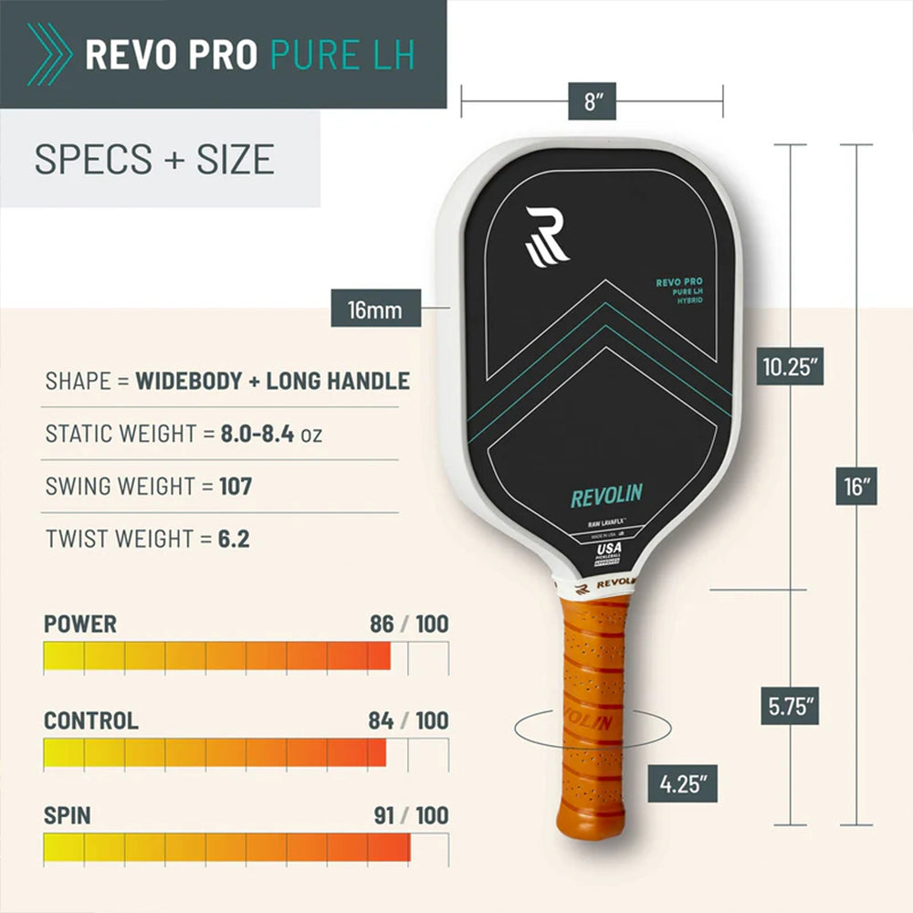 Revolin Sports Pickleball Revo Pro Pure LH Pickleball Paddle