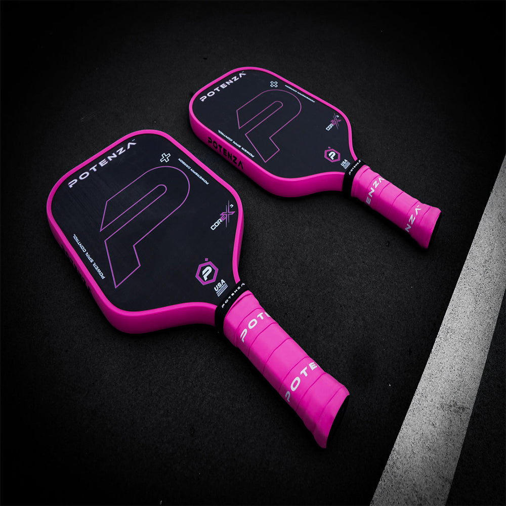 Potenza Pickleball P+ PowerSpin Carbon COREx3 Pickleball Paddle | Neon Pink