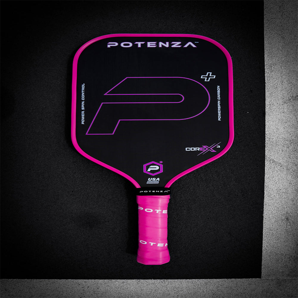 Potenza Pickleball P+ PowerSpin Carbon COREx3 Pickleball Paddle | Neon Pink