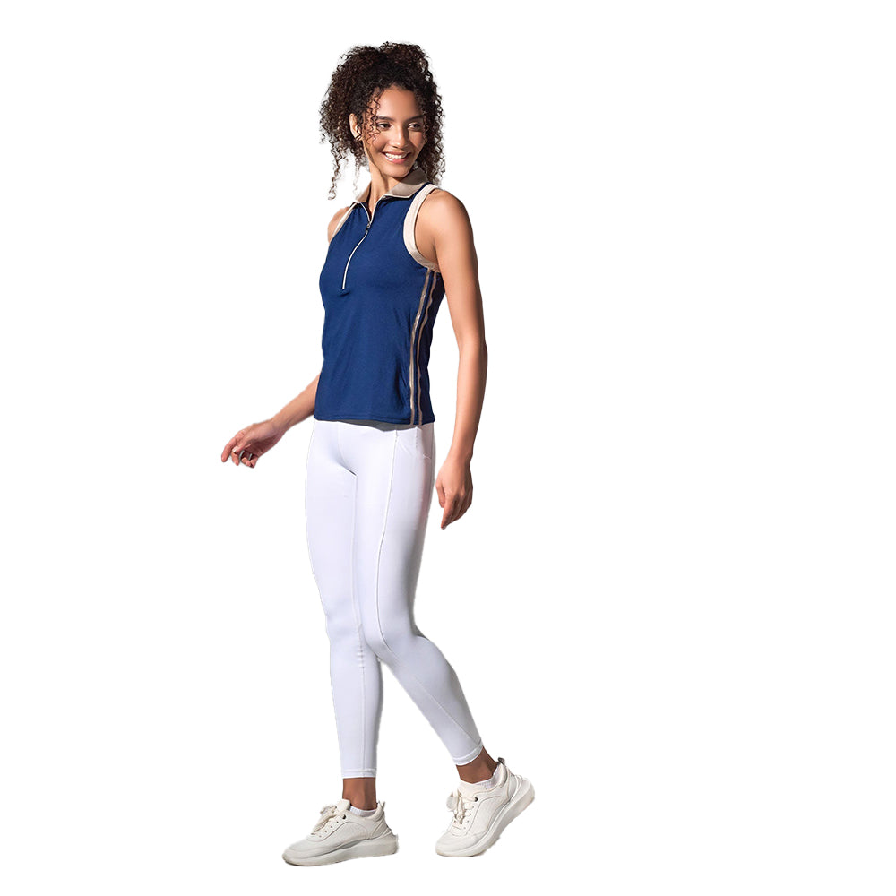 inPhorm NYC Ava Sleeveless Women's Golf & Tennis Polo Top - Ink/Silver Sand
