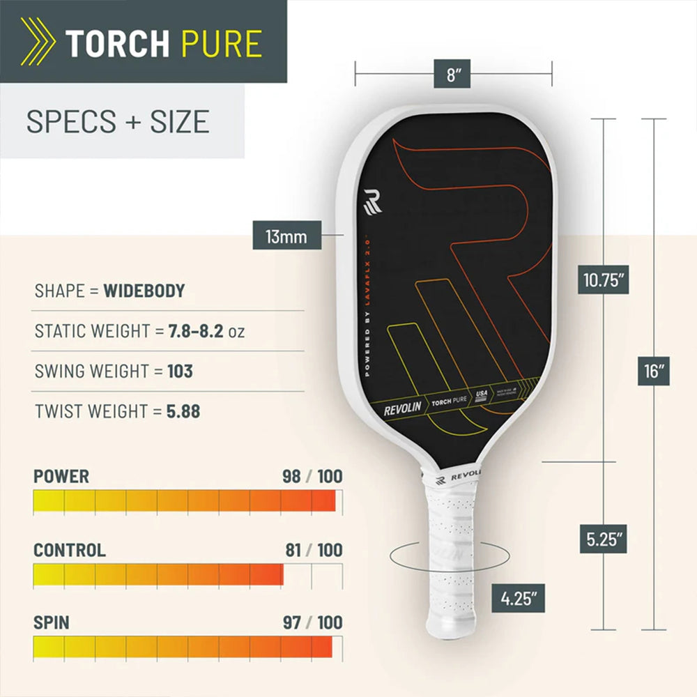 Pala de pickleball pura Torch de Revolin Sports