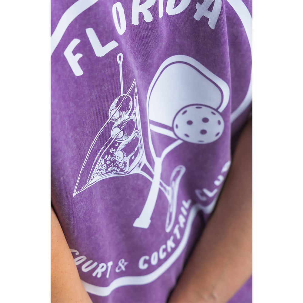Urban Court - Purple Oversized Urban Pickleball Washed Tee