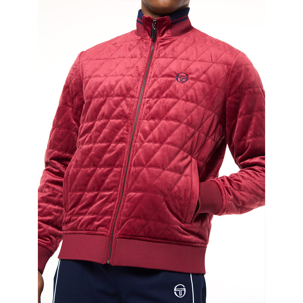 Sergio Tacchini Redi Quilted Velour Bomber Jacket - Rhubarb