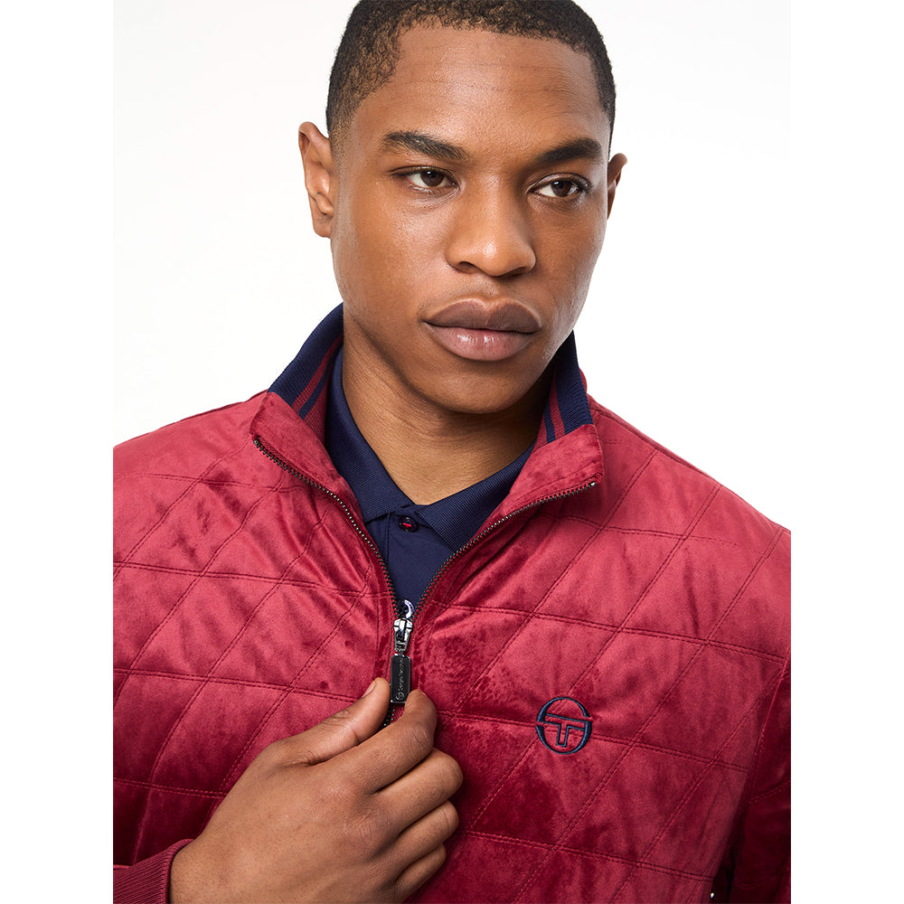 Sergio Tacchini Redi Quilted Velour Bomber Jacket - Rhubarb