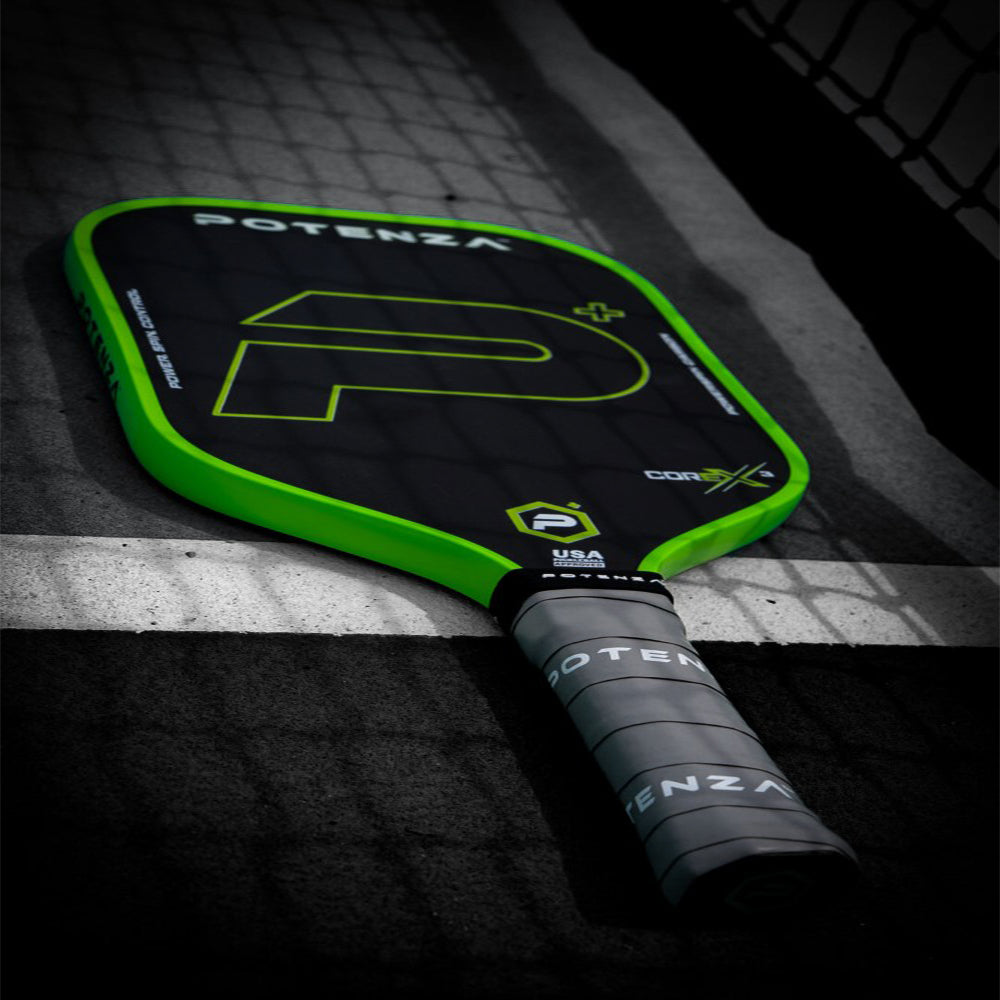 Potenza Pickleball P+ PowerSpin Carbon COREx3 Pickleball Paddle | Neon Green