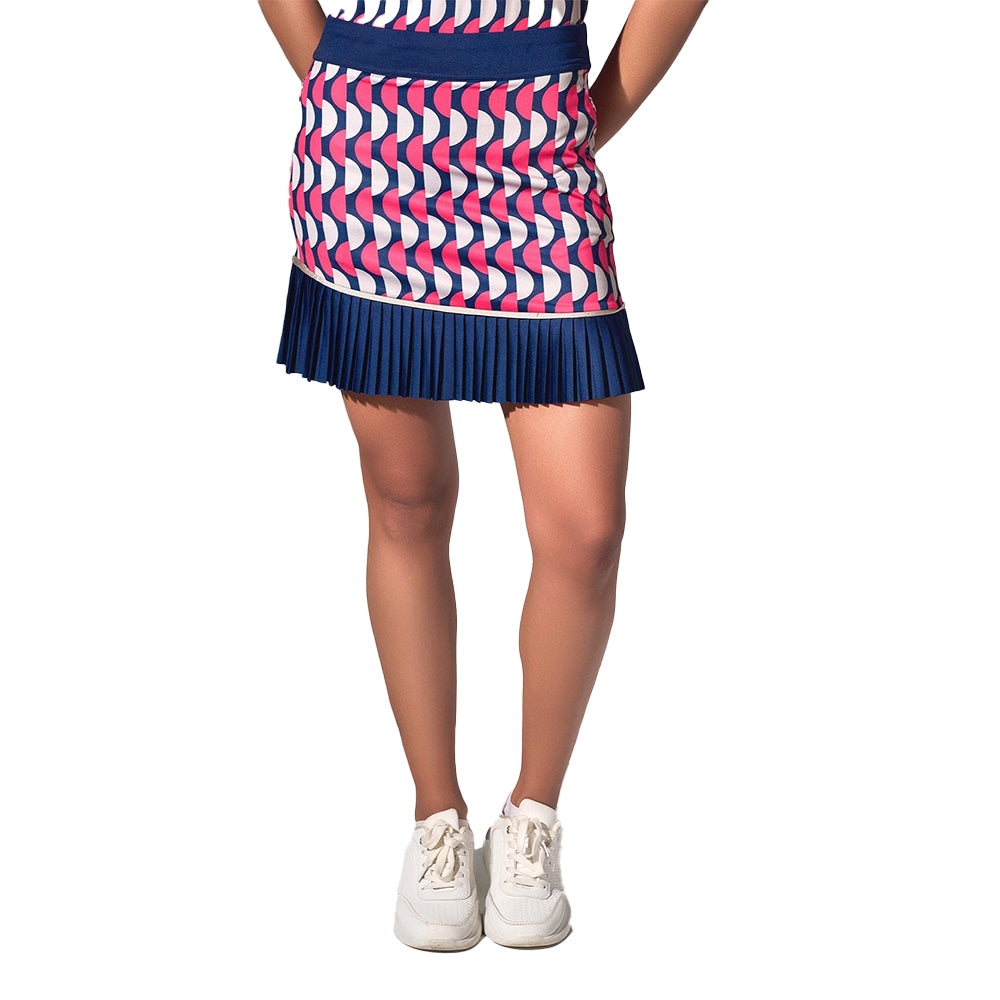 inPhorm NYC Ava Women's Golf Skort with Pockets - 15" Slim Fit - Geo Print/Ink