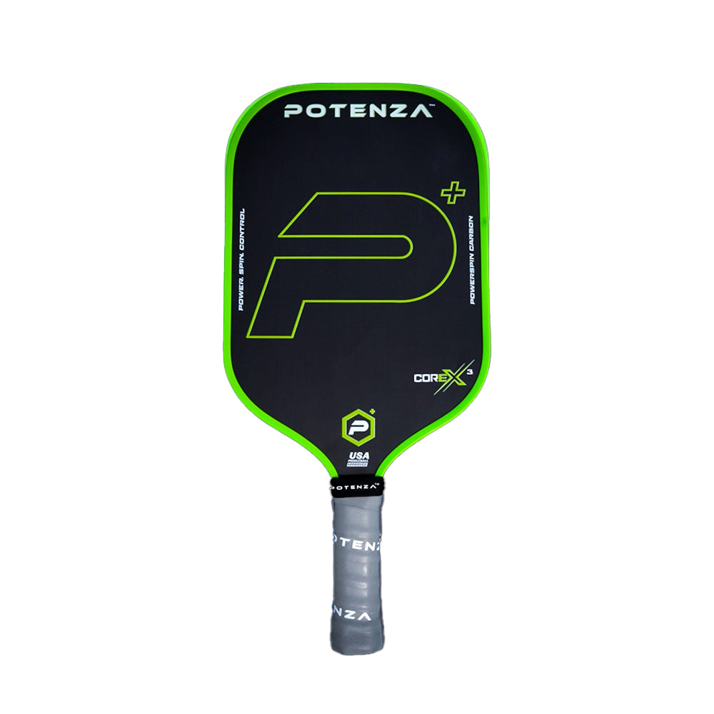 Pala de Pickleball Potenza Pickleball P+ PowerSpin Carbon COREx3 | Verde Neón | Cara Alargada