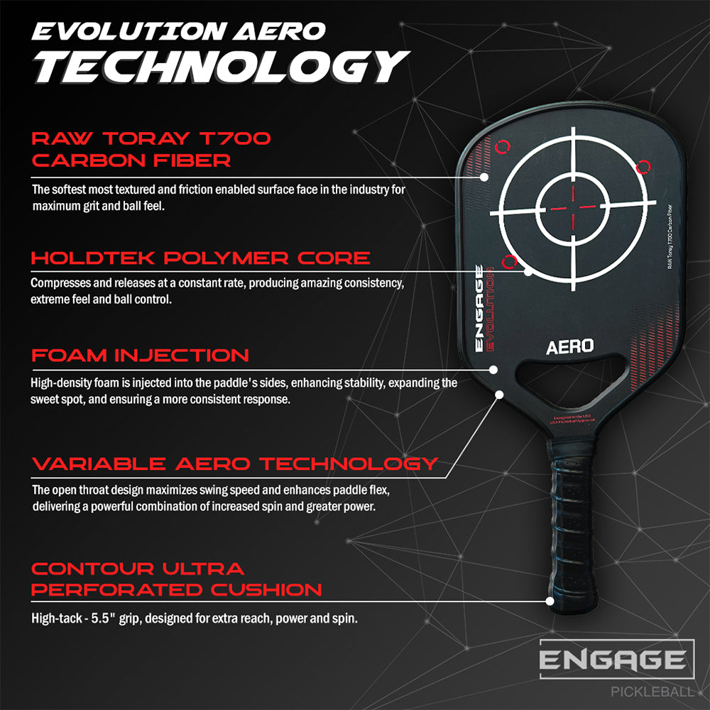 Engage Pickleball Aero | Raw Toray T700 Thermoformed Foam Injected