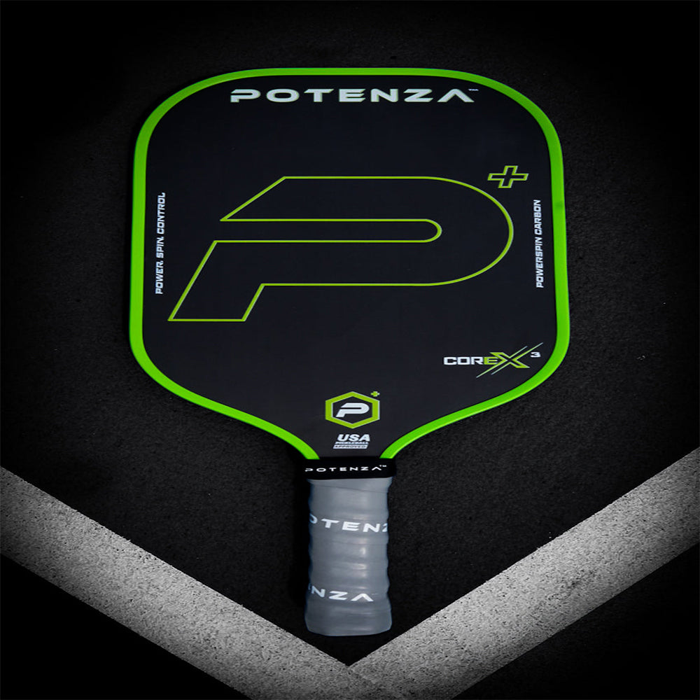 Pala de Pickleball Potenza Pickleball P+ PowerSpin Carbon COREx3 | Verde Neón | Cara Alargada