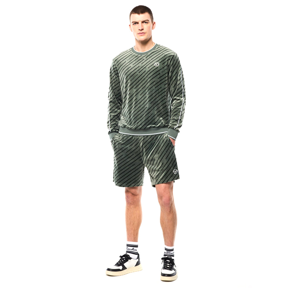 Sergio Tacchini Obliquo Velour Crewneck | Verde Agave