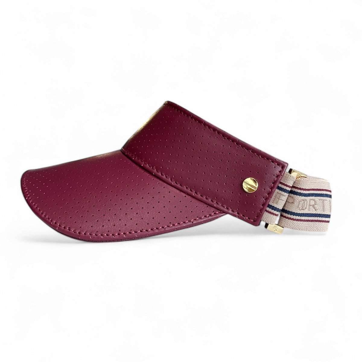 Fenix Sportier The Leather Visor - Crimson, Varsity Striped Elastic & Gold