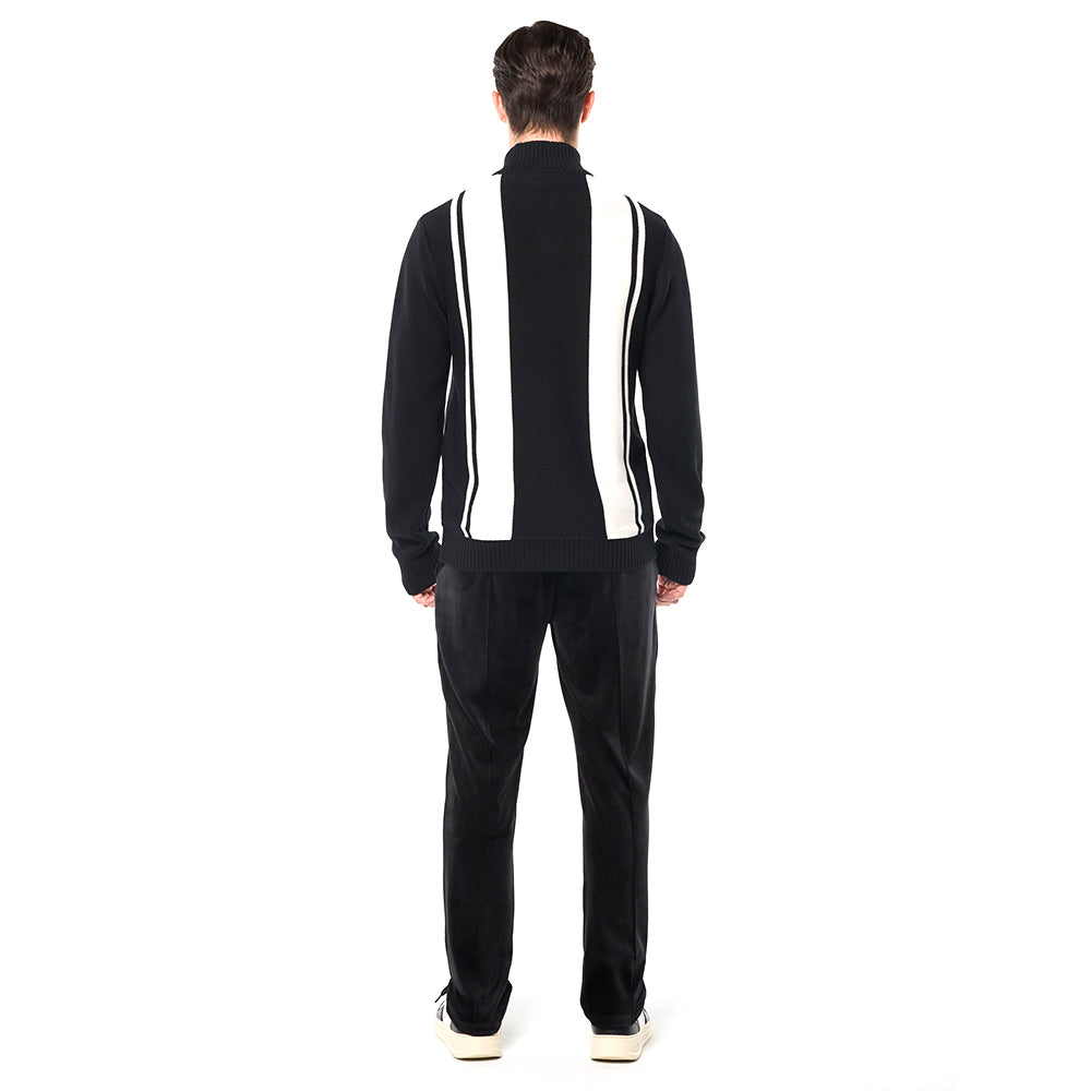 Sergio Tacchini Young Line Knit Polo - Black/ Gardenia