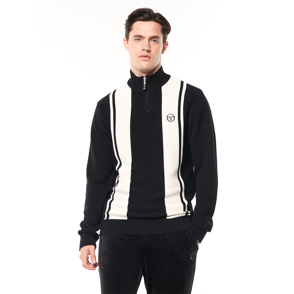 Sergio Tacchini Young Line Knit Polo - Black/ Gardenia