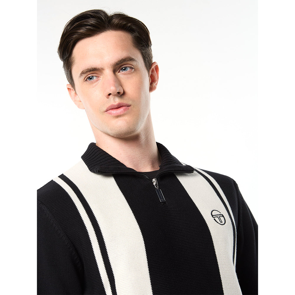 Sergio Tacchini Young Line Knit Polo - Black/ Gardenia
