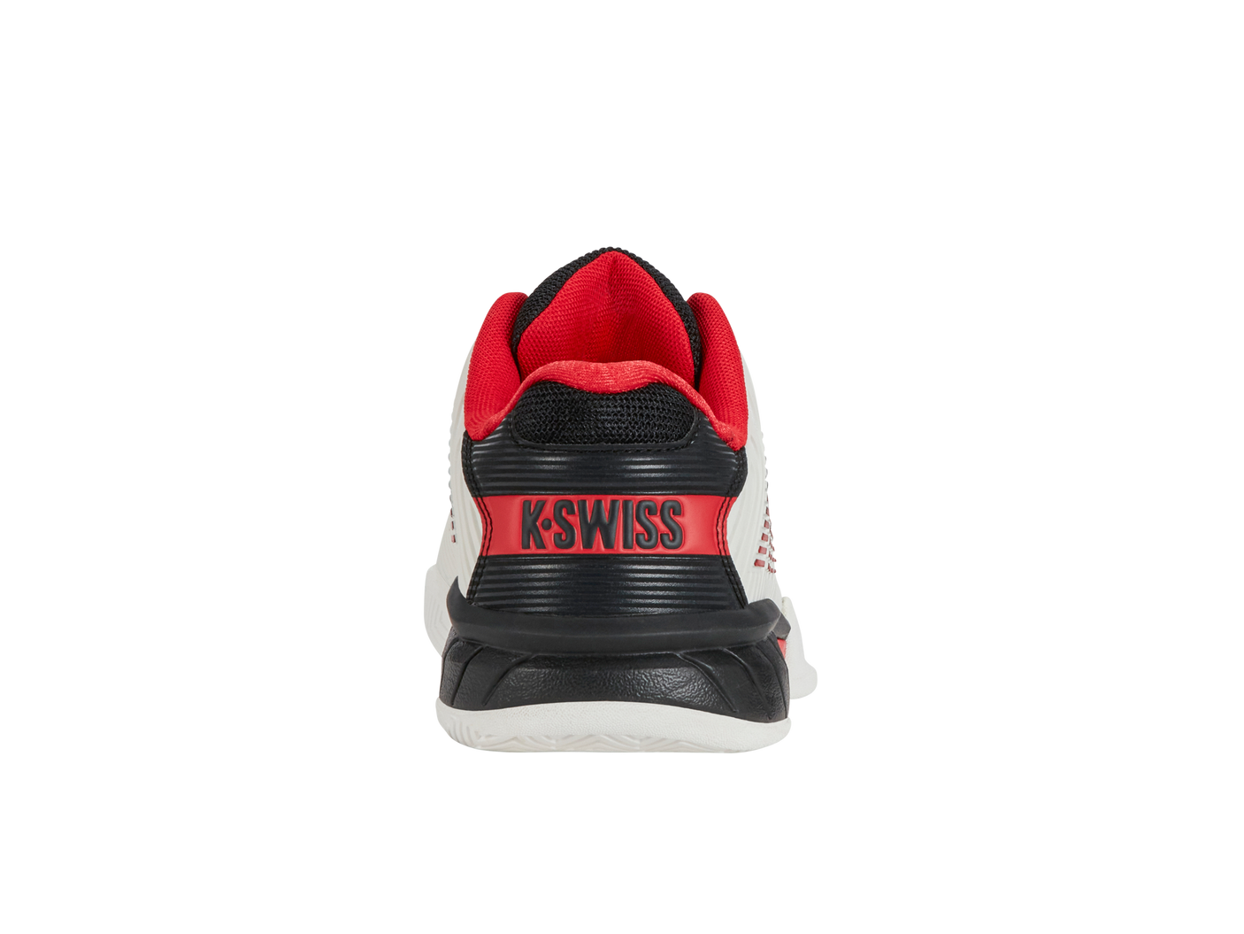 Zapatillas K-Swiss Hypercourt Express 2 para niños grandes | Blanco brillante/Limusina elástica/Rojo de alto riesgo
