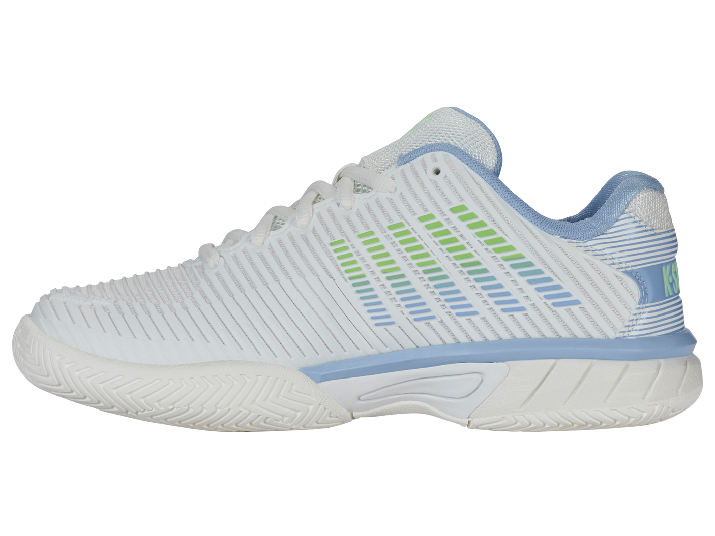 Zapatillas K-Swiss Hypercourt Express 2 para niños grandes | Blanco Lucent/Canal holandés/Verde paraíso