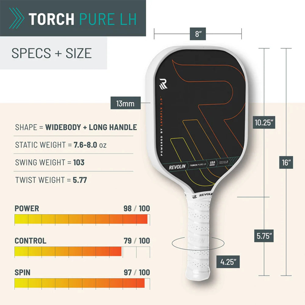 Pala de Pickleball Revolin Sports Pickleball Torch Pure LH