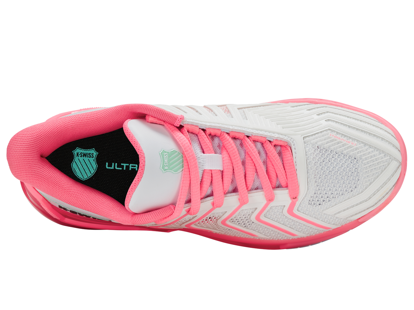 Zapatillas K-Swiss Ultrashot 4 para mujer | Blanco/Rosa neón pastel/Rosa neón intenso