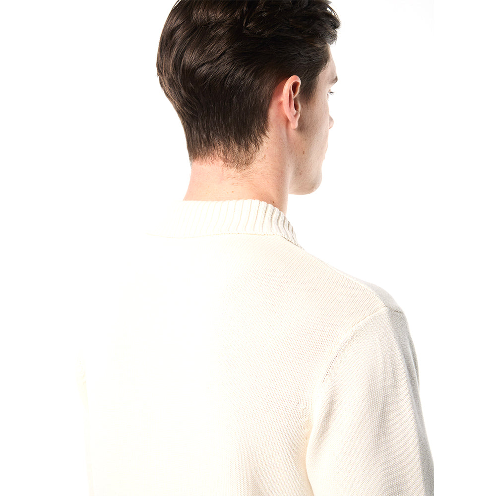 Sergio Tacchini Damarindo Long Sleeve Knit Polo - Gardenia/ Maritime Blue