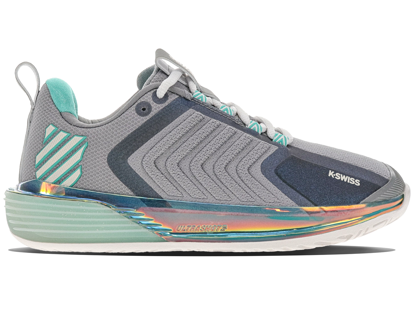 Zapatillas K-Swiss Ultrashot 3 para mujer | Aleación/Blanco brillante/Turquesa