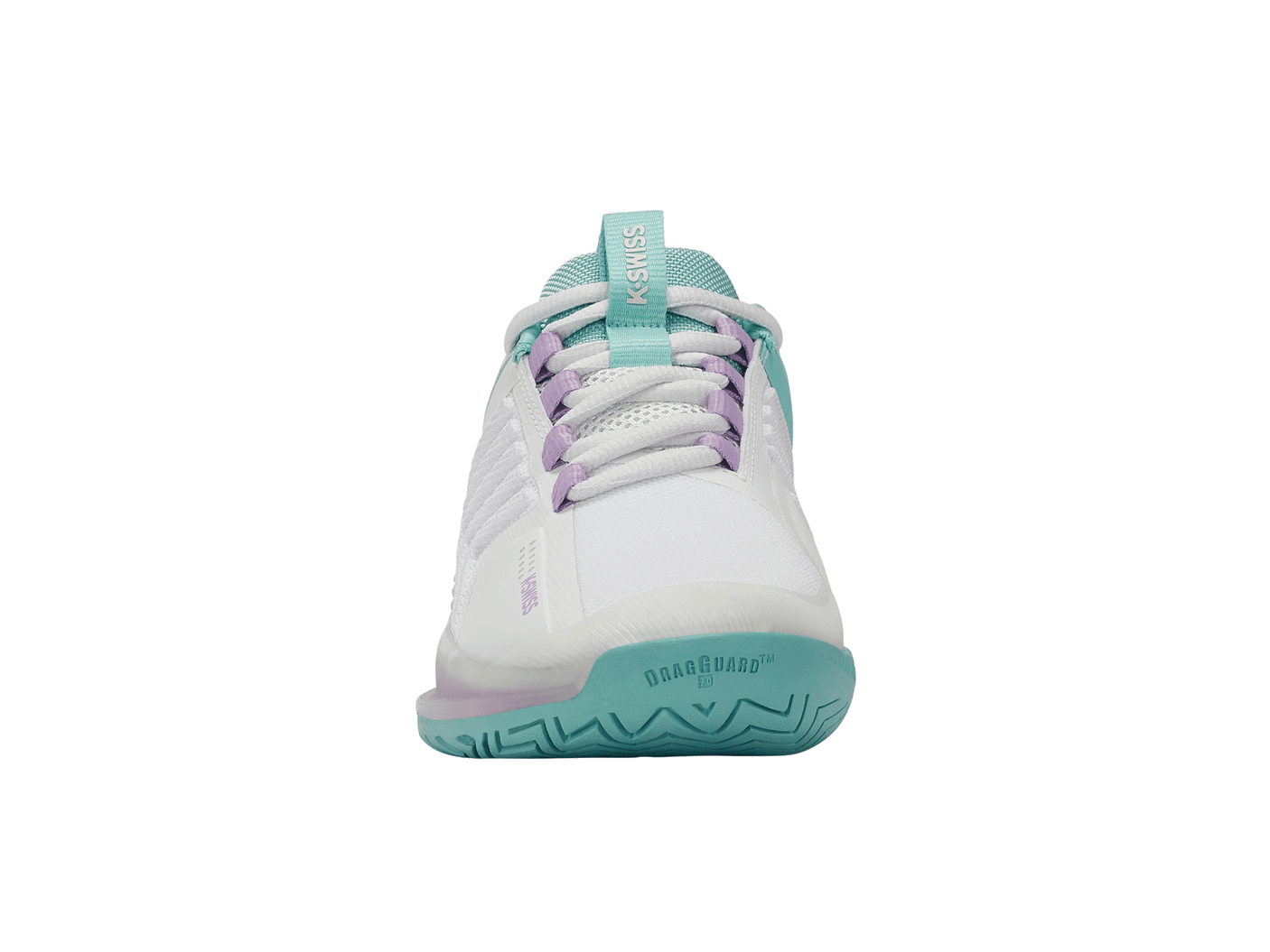 Zapatillas K-Swiss Ultrashot 3 para mujer | Blanco brillante/Azul ángel/Lila transparente