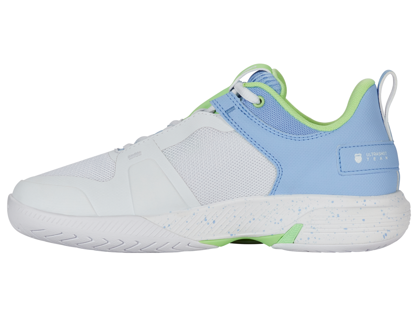Zapatillas K-Swiss Ultrashot Team para mujer | Blanco/Canal holandés/Verde paraíso