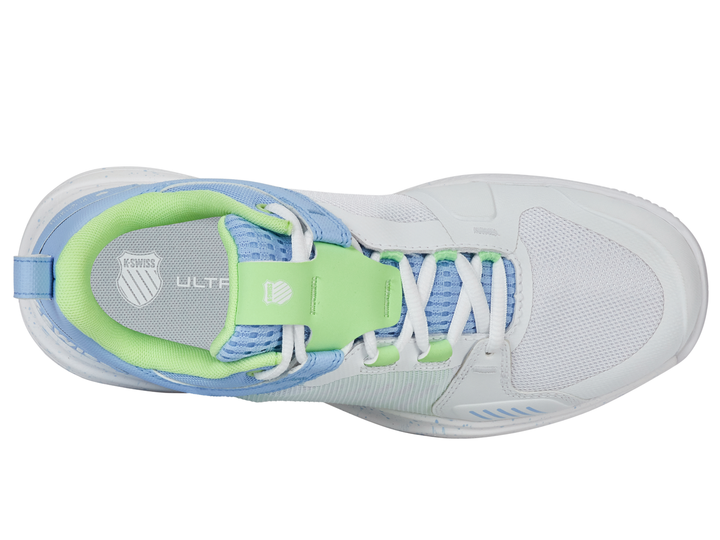 Zapatillas K-Swiss Ultrashot Team para mujer | Blanco/Canal holandés/Verde paraíso