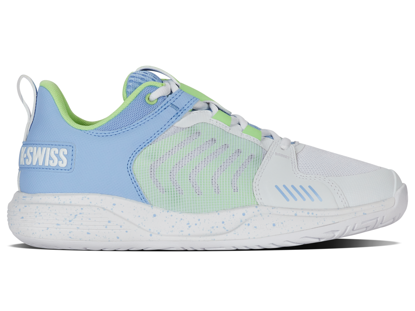 Zapatillas K-Swiss Ultrashot Team para mujer | Blanco/Canal holandés/Verde paraíso