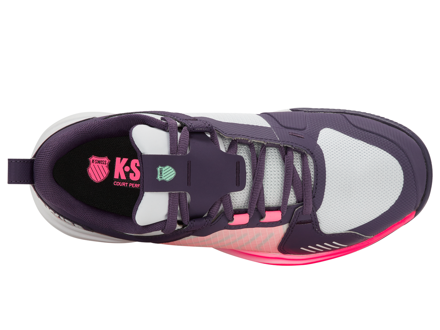 Zapatillas K-Swiss Ultrashot Team para mujer | Morado Plumeria/Blanco/Rosa Pastel Neón