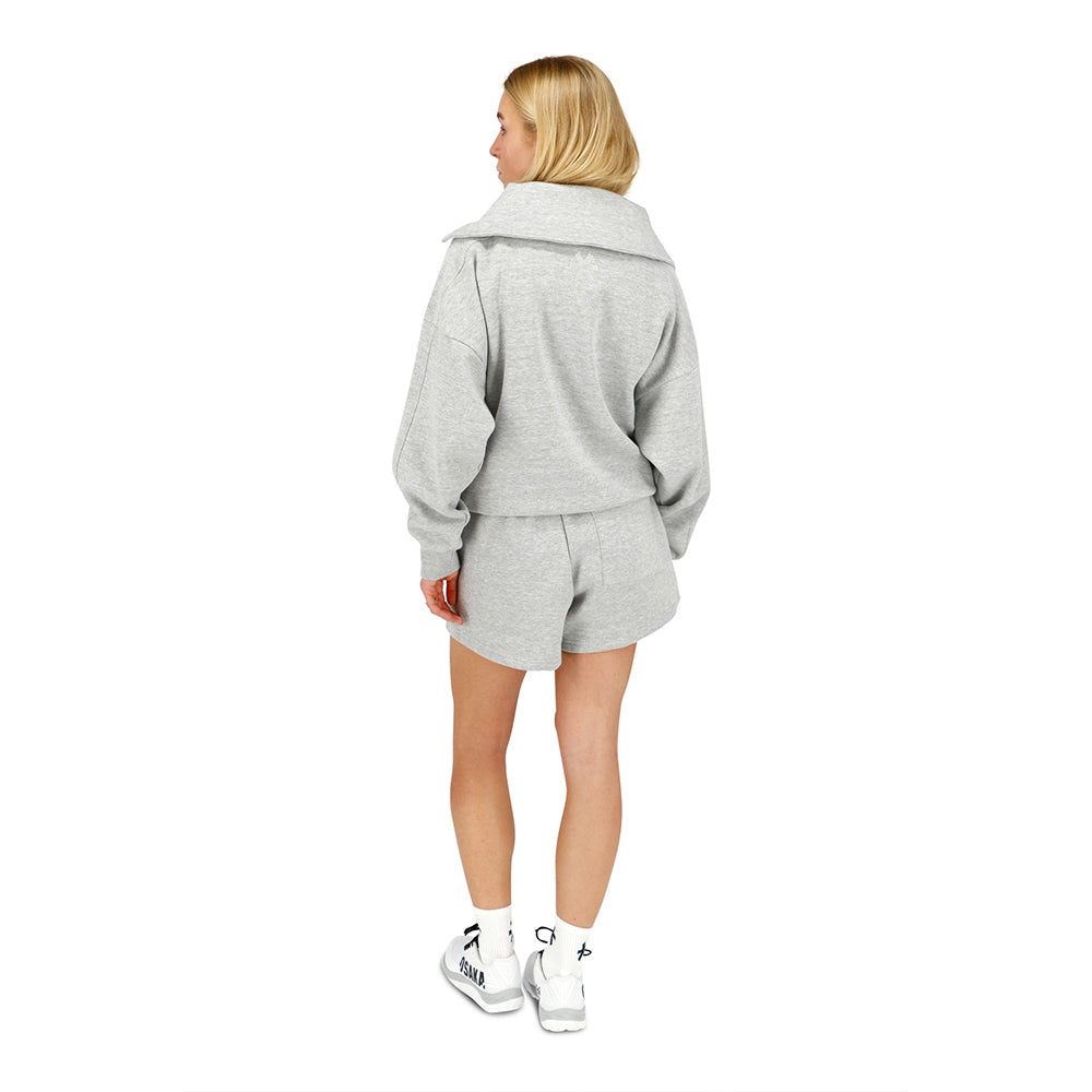 Suéter Osaka para mujer con media cremallera | Gris jaspeado