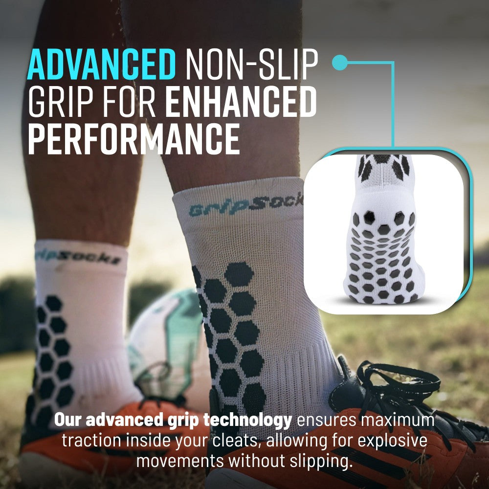 GripSocks for Soccer - Crew Height - White