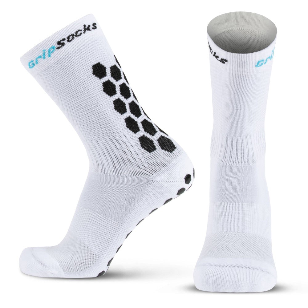 Athletic Socks With Grips - Crew Height - White