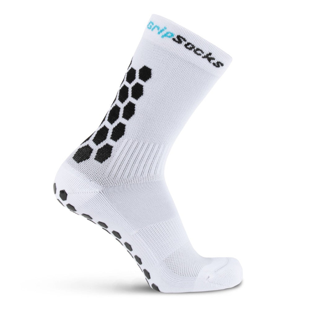 Athletic Socks With Grips - Crew Height - White