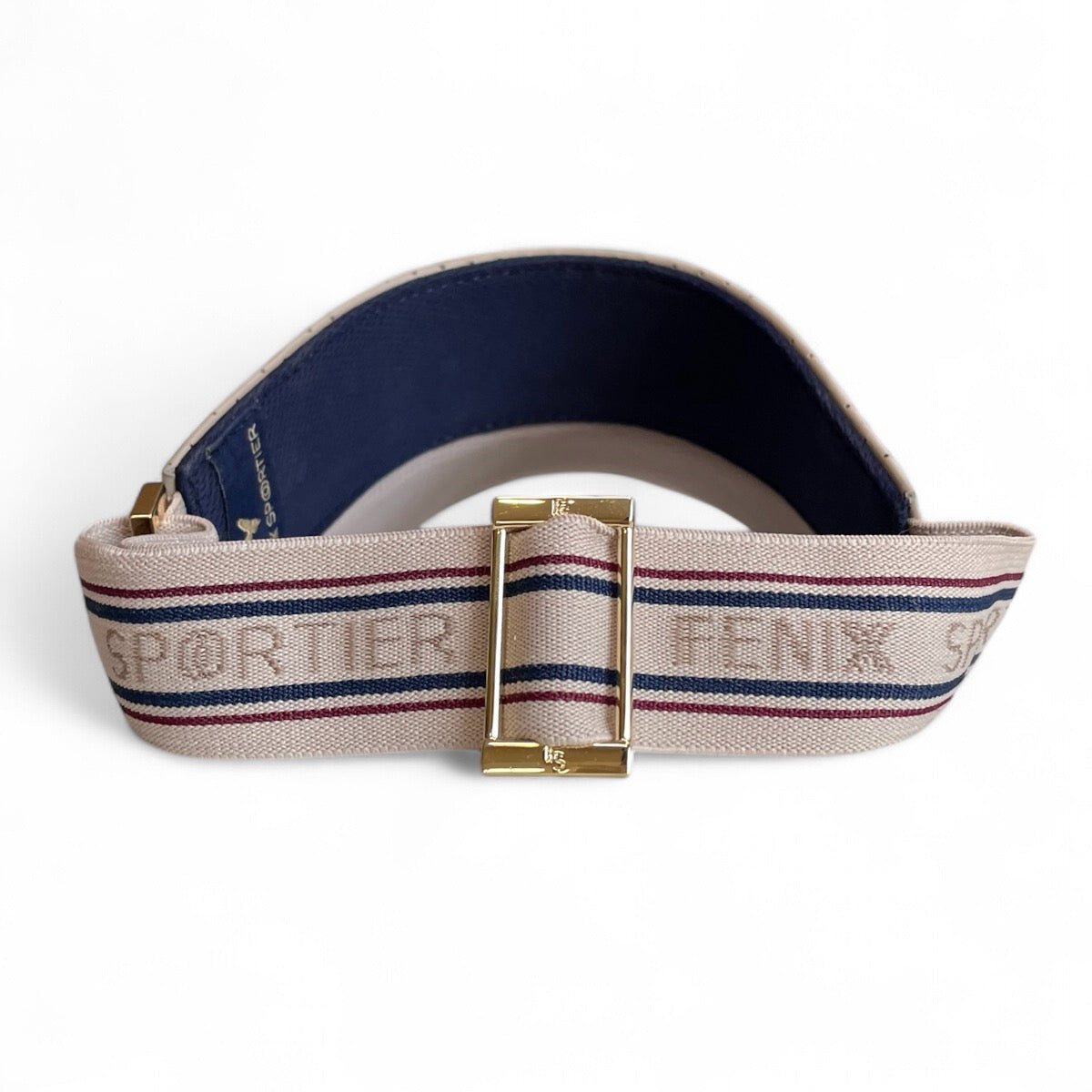 Fenix Sportier The Leather Visor - Khaki, Varsity Striped Elastic & Gold