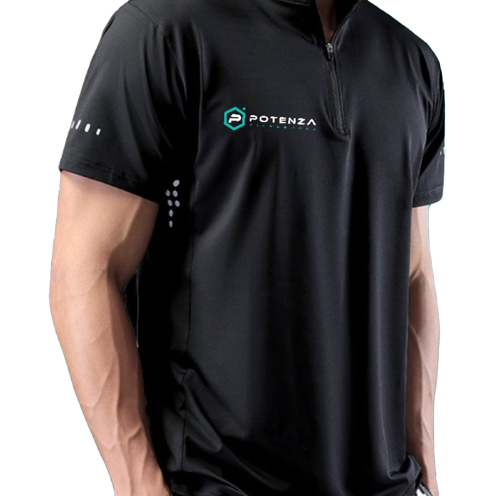 Potenza Pickleball - Sport Athletic Polo (Quarter Zip Collar) BLACK