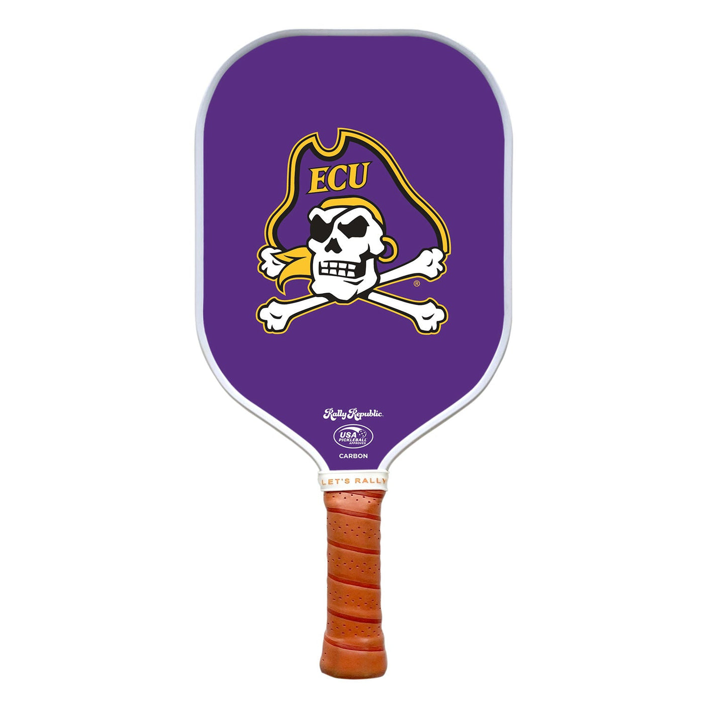 Raqueta de Pickleball Rally Republic Pickleball East Carolina Pirates Morado con Logo Primario