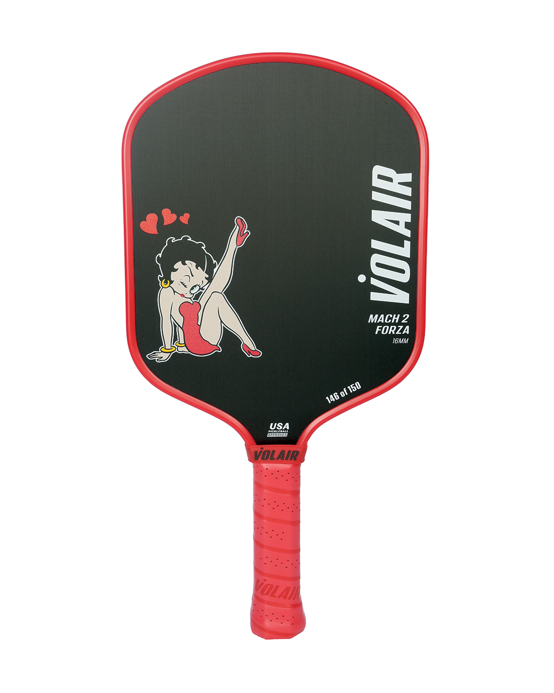 Volair Pickleball Mach 2 Forza Pala de Pickleball 16mm: Betty Boop "Atrevida"