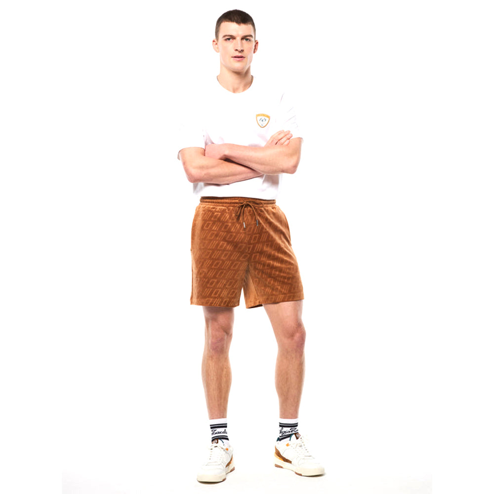 Sergio Tacchini Bandiera Pantalón Corto de Terciopelo Repujado | Azúcar Almendra