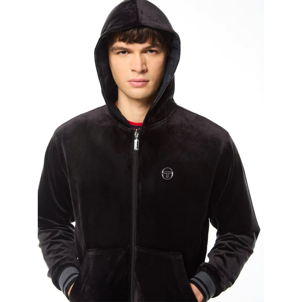 Chaqueta de chándal reversible Sergio Tacchini Viaggioa de velour | Negro Noche