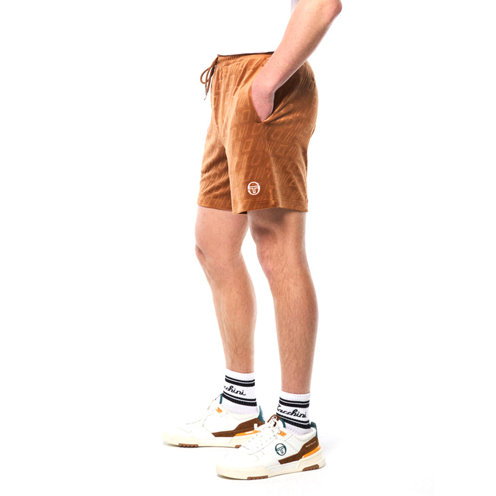 Sergio Tacchini Bandiera Pantalón Corto de Terciopelo Repujado | Azúcar Almendra
