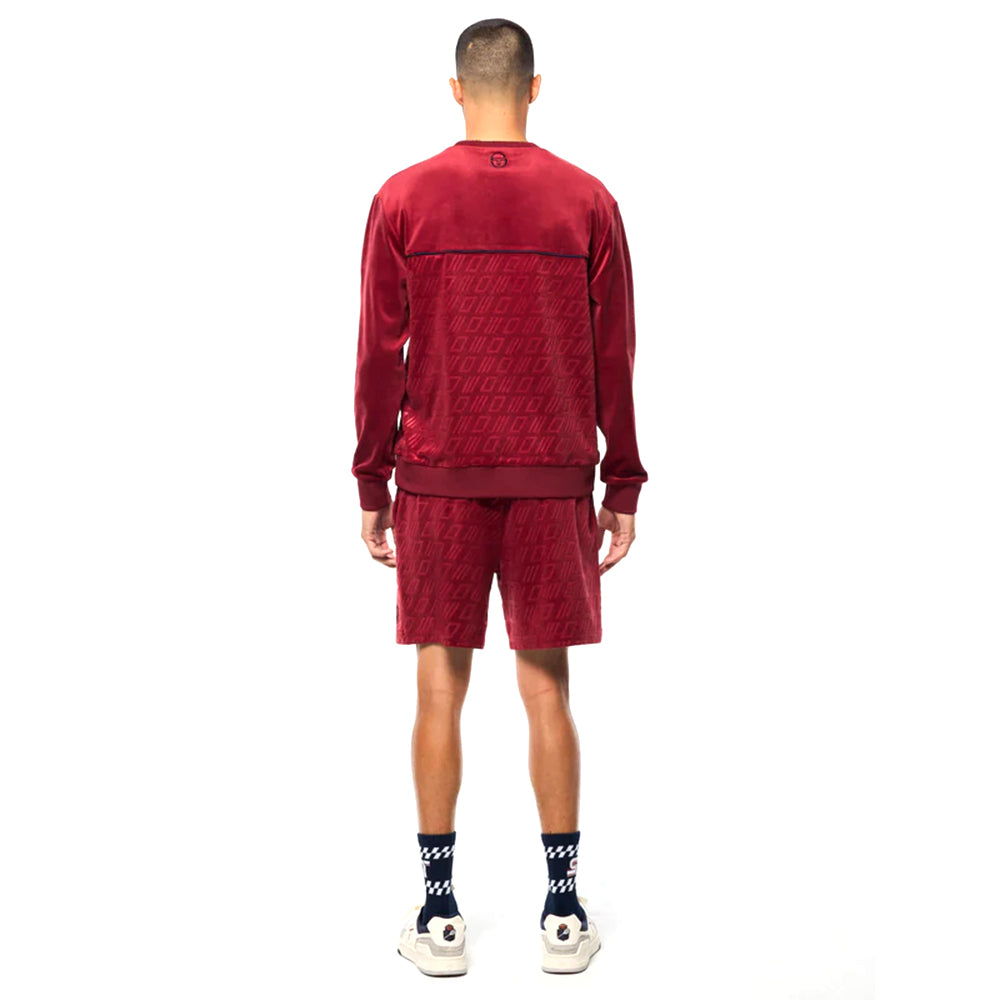 Sergio Tacchini Bandiera Debossed Velour Crewneck | Rhubarb